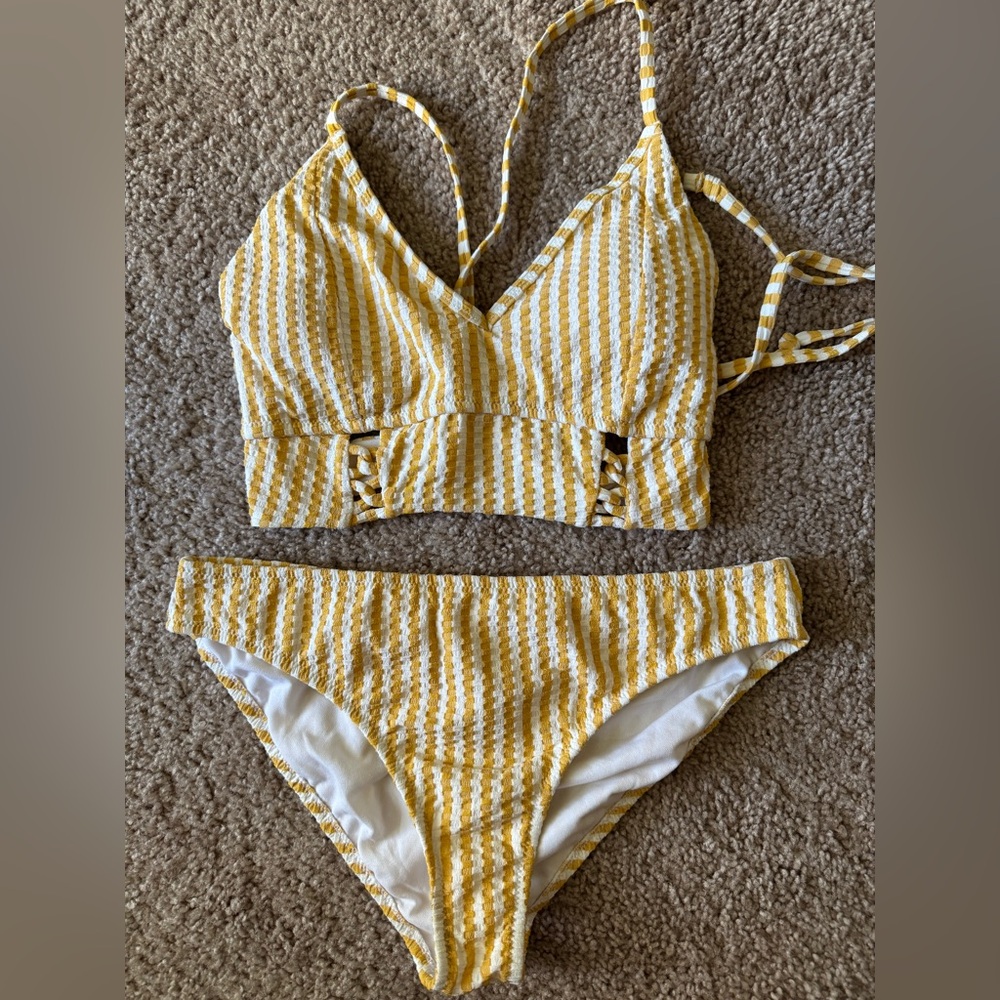 Jessica Simpson Yellow and White Bikini